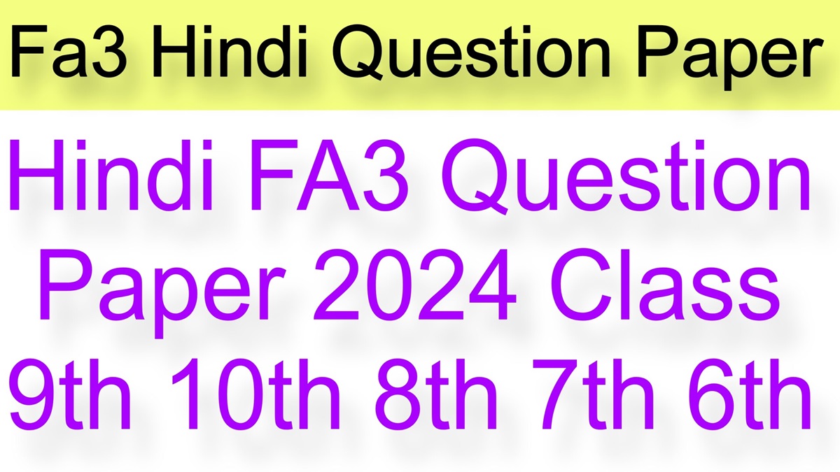 9th Class FA3 Hindi Question Paper
