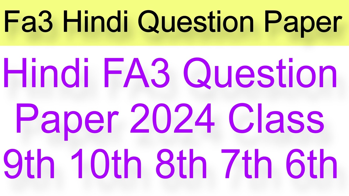 9th Class FA3 Hindi Question Paper