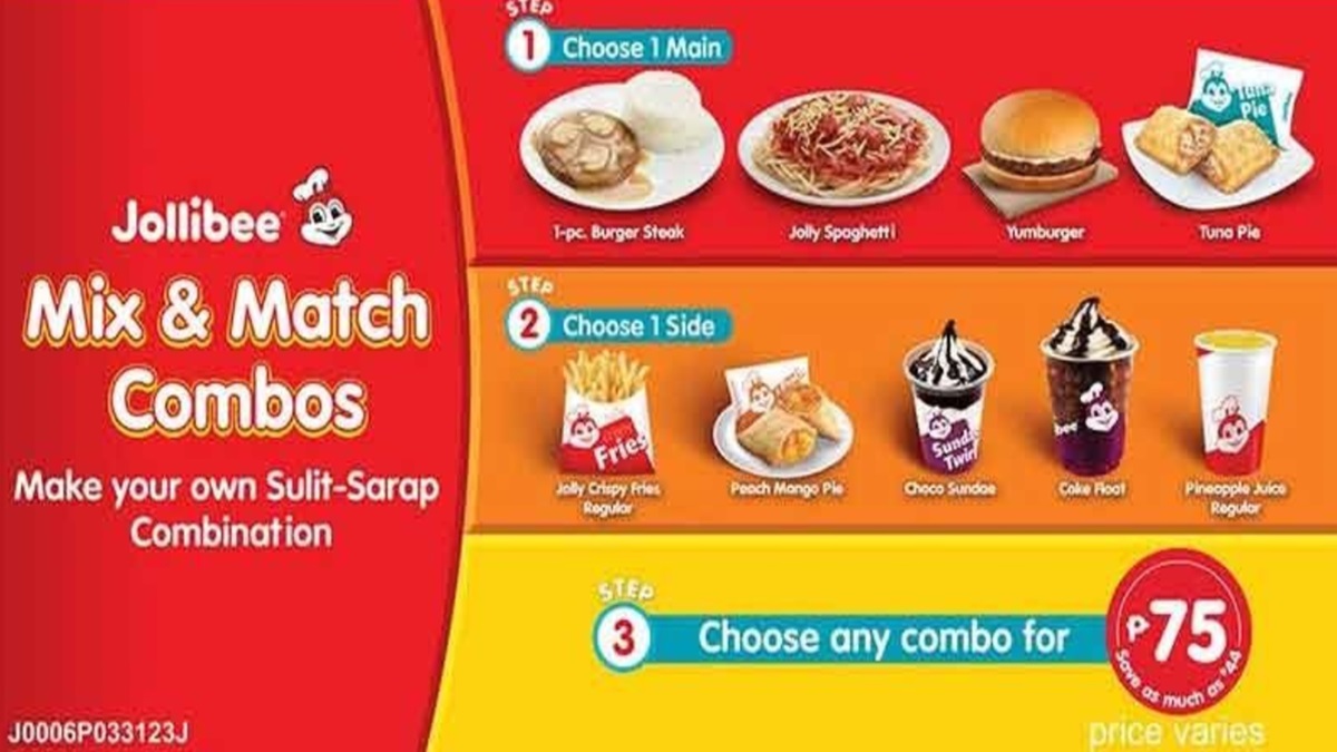 Jollibee Mix and Match 2024 Philippines Combo Price and Available Menu
